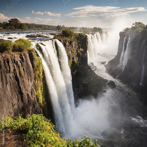 Victoria Falls in Full Flow, Showcasing the Power and Majesty of Nature