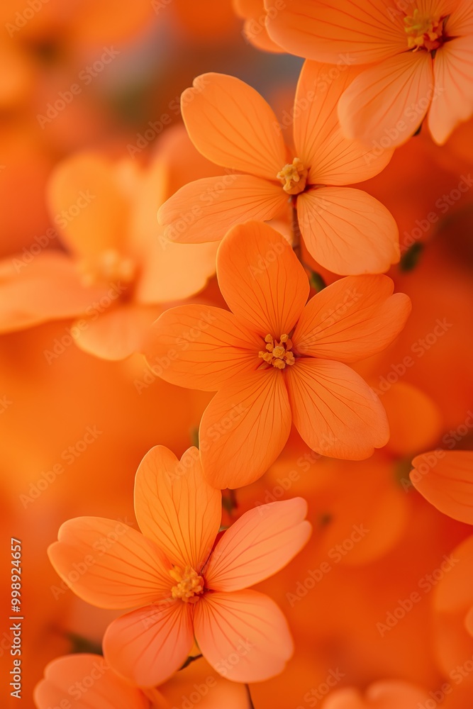 Fototapeta premium Clusters of vibrant orange flowers in full bloom, showcasing the lush beauty and vivid colors of garden flora.