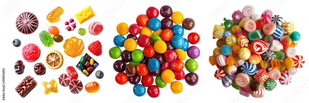 Colorful sweet candies isolated on transparent background Colorful sweet candies isolated on transparent background