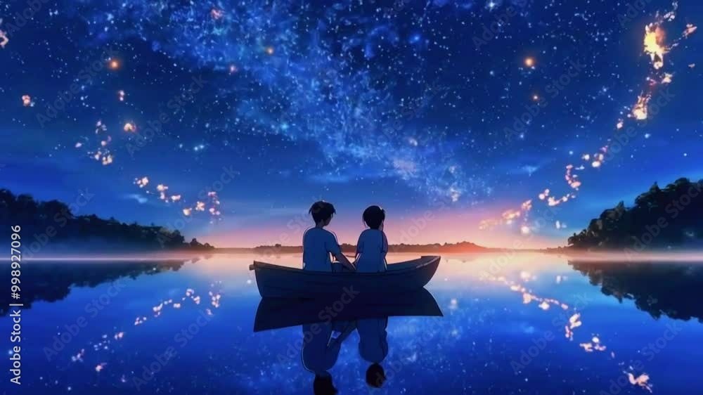A couple walks hand-in-hand moonlit beach, heads. The moon’s water, lofi beats tranquil mood, vintage-style lamps lining the park path, 4k Hand-drawn Japanese Colorful anime-style Lofi Animation Video A couple walks hand-in-hand moonlit beach, heads. The moon’s water, lofi beats tranquil mood, vintage-style lamps lining the park path, 4k Hand-drawn Japanese Colorful anime-style Lofi Animation Video