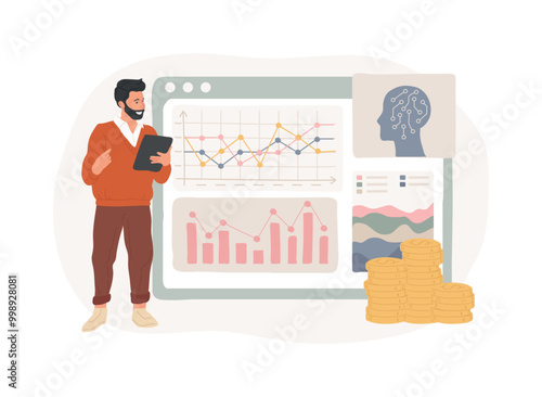 Sales Trend Forecasting with AI abstract concept vector illustration.