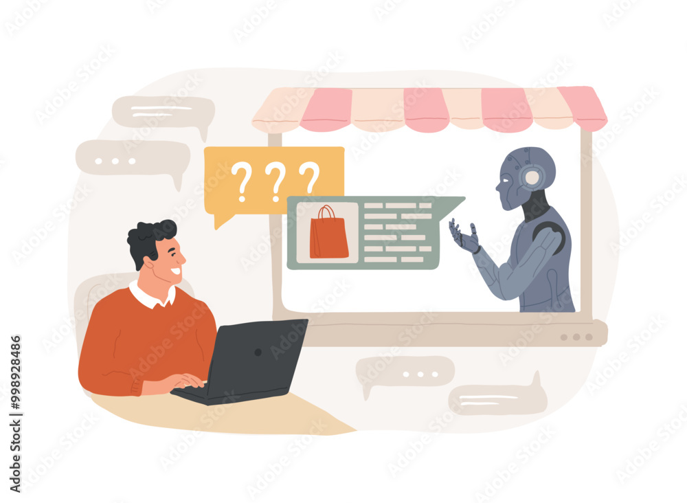 AI-Powered Sales Chatbot Assistance abstract concept vector illustration. AI-Powered Sales Chatbot Assistance abstract concept vector illustration.