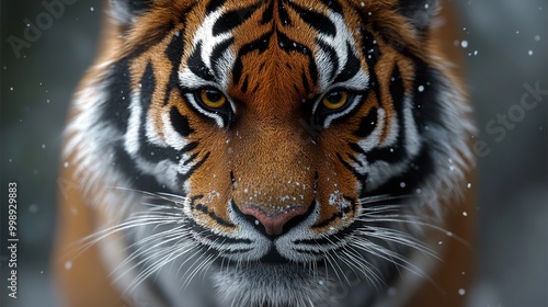 Close Up Portrait of a Majestic Tiger in the Snow