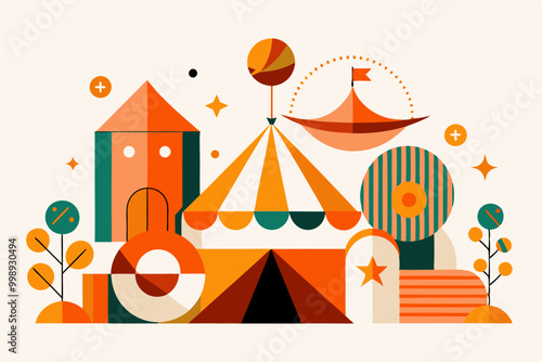 Abstract minimalist circus art for christmas advent event design