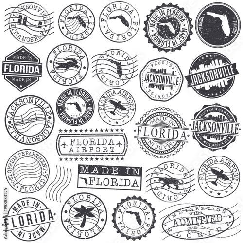 Jacksonville, Florida Stamp. Vector Art Postal. Passport Travel Design. Travel and Business Set.	
