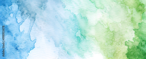 Watercolor wash background with vibrant green and blue hues