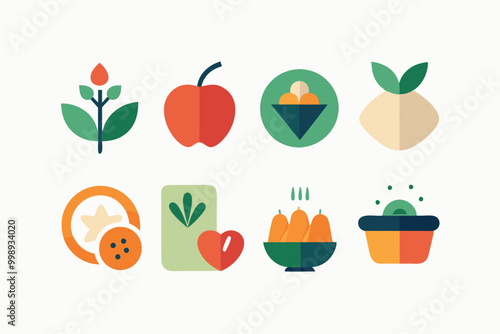 Abstract minimalist food icons for healthy eating designs and labels