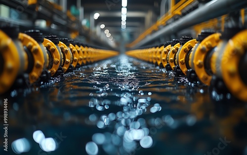 The energy of water harnessed in a modern desalination plant, providing fresh water from the sea, desalination plant, water technology