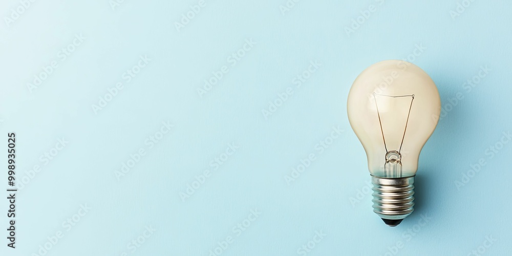 Illuminating Ideas: A Single Light Bulb Glowing Against a Bright Blue Background, Symbolizing Innovation and Creativity in Modern Design Illuminating Ideas: A Single Light Bulb Glowing Against a Bright Blue Background, Symbolizing Innovation and Creativity in Modern Design