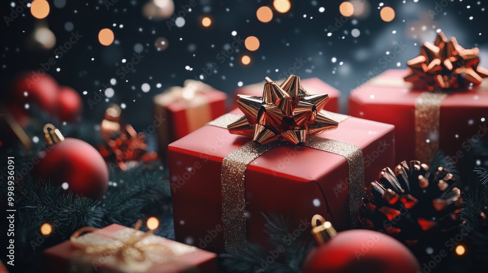Christmas Gifts with Snow and Lights Christmas Gifts with Snow and Lights