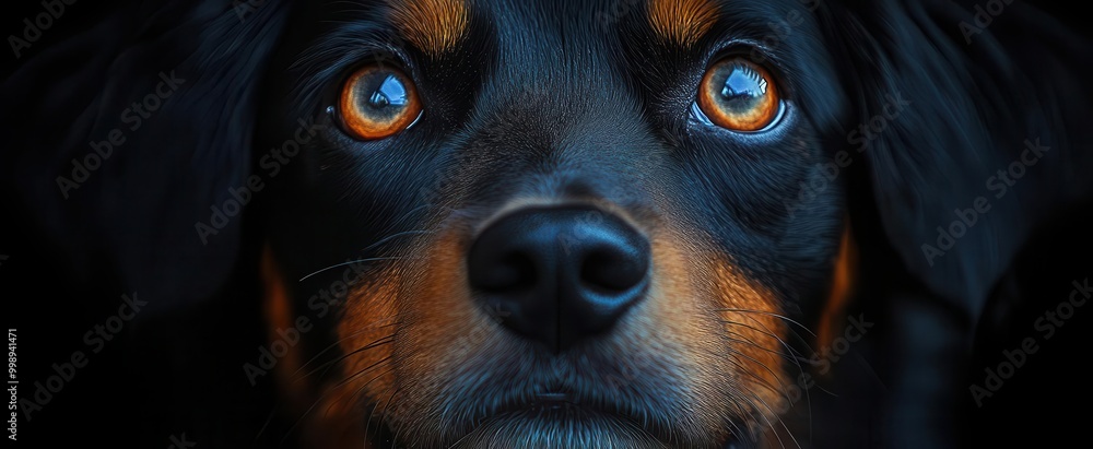 closeup of a dogs face captures its expressive eyes and fur texture against a stark black background highlighting its personality and charm in a striking and intimate portrait closeup of a dogs face captures its expressive eyes and fur texture against a stark black background highlighting its personality and charm in a striking and intimate portrait