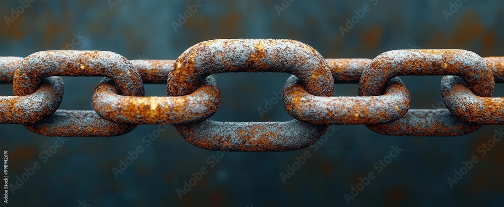 closeup of a rusty metal chain link showcasing its weathered texture and solid form evoking a sense of strength and durability in a stark environment closeup of a rusty metal chain link showcasing its weathered texture and solid form evoking a sense of strength and durability in a stark environment