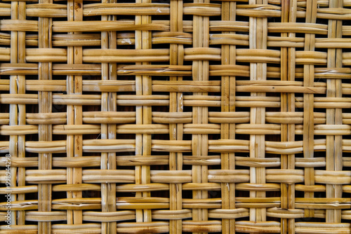 This rattan texture background showcases a tightly interwoven pattern of natural fibers, creating a warm, earthy aesthetic with a blend of traditional craftsmanship and organic beauty photo