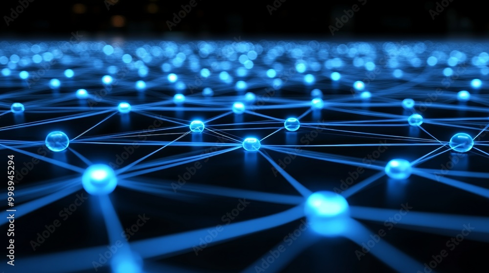 Abstract Network of Glowing Blue Spheres, technology, digital , network, connection, futuristic, abstract Abstract Network of Glowing Blue Spheres, technology, digital , network, connection, futuristic, abstract