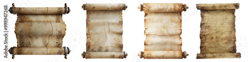 Parchment scroll isolated on transparent background