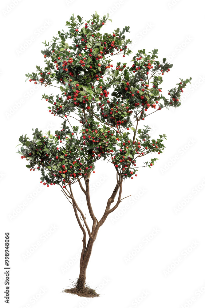 Fototapeta premium Visualize an collection of Ilex x aquipernyi, known as Aquipern Holly trees, isolated
