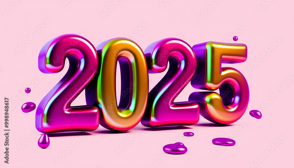 A 3D bold and glossy number 2025 with multi colors, with effect A 3D bold and glossy number 2025 with multi colors, with effect