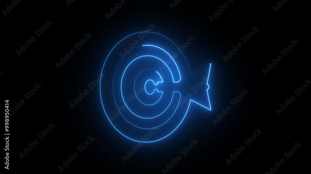 Target and Arrow - Precision and Success Animation, This stock video features a glowing target with an arrow aiming for the bullseye Target and Arrow - Precision and Success Animation, This stock video features a glowing target with an arrow aiming for the bullseye