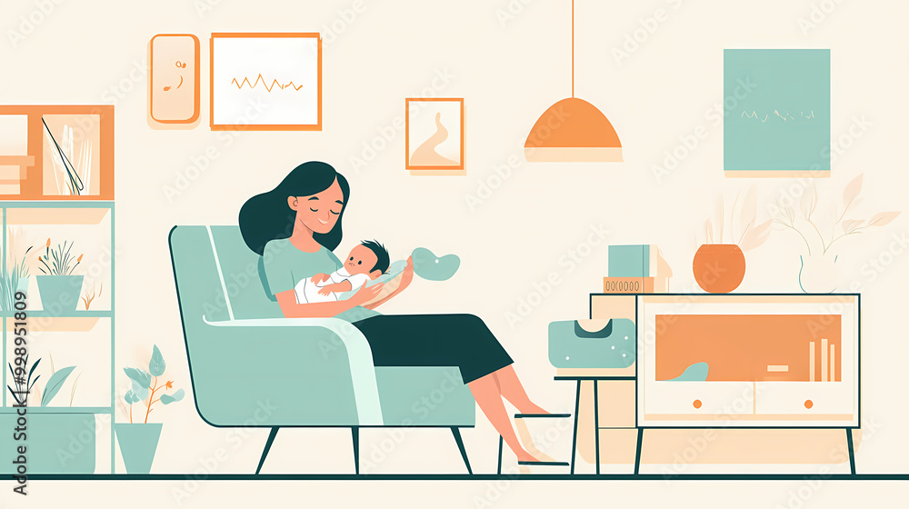 Illustration of a woman taking care of a newborn baby designed using a modern flat design style, flat vector illustration. Flat Design. Illustration Illustration of a woman taking care of a newborn baby designed using a modern flat design style, flat vector illustration. Flat Design. Illustration