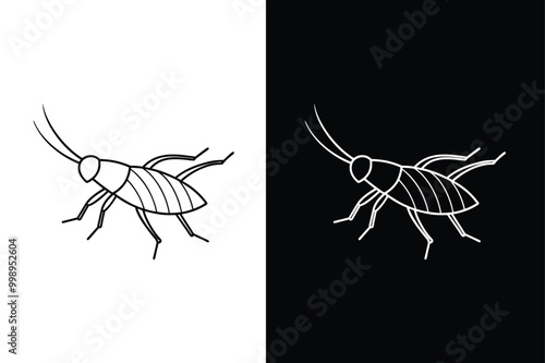 Cricket Insects And Bugs Black lineout Icons on white background.