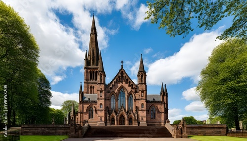 Majestic architecture of Thomas Coats Memorial Baptist Church in Paisley, Scotland, showcasing intricate details and historic charm photo