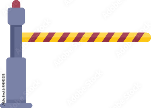 Automatic barrier gate is closing, restricting access to a secure area