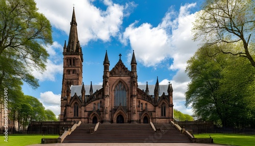 Majestic architecture of Thomas Coats Memorial Baptist Church in Paisley, Scotland, showcasing intricate details and historic charm photo