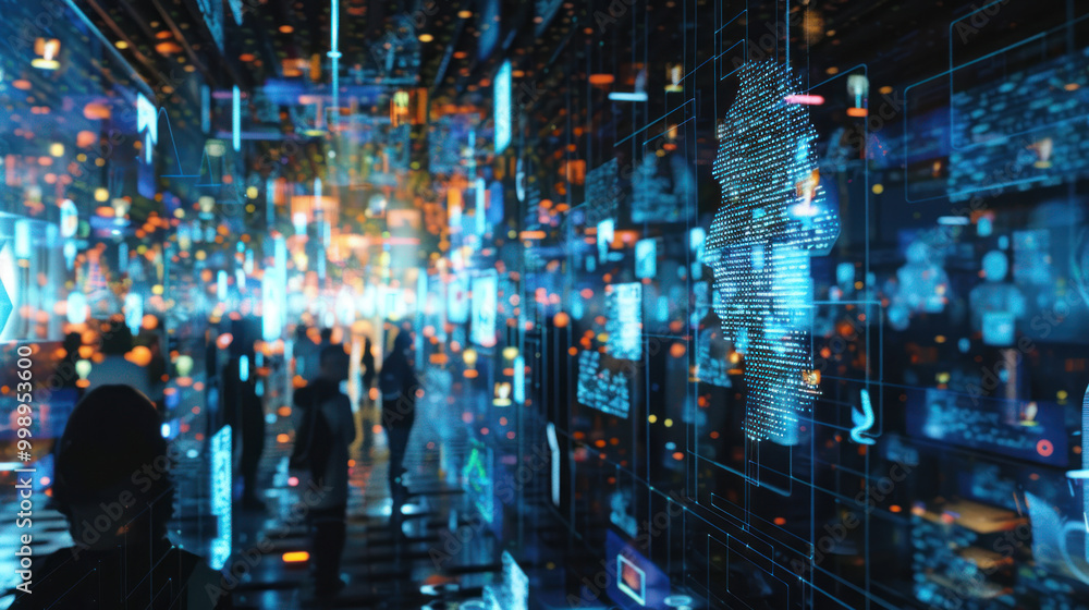 Fototapeta premium A visual of an AI-driven platform analyzing consumer data to deliver personalized ads across digital channels.