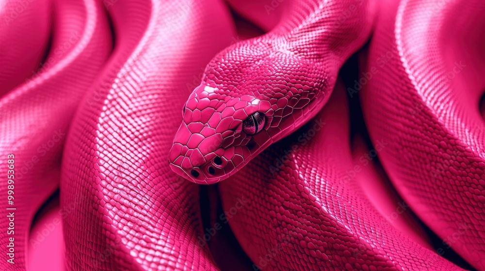 Fototapeta premium Vibrant Pink Isometric Snake Illustration