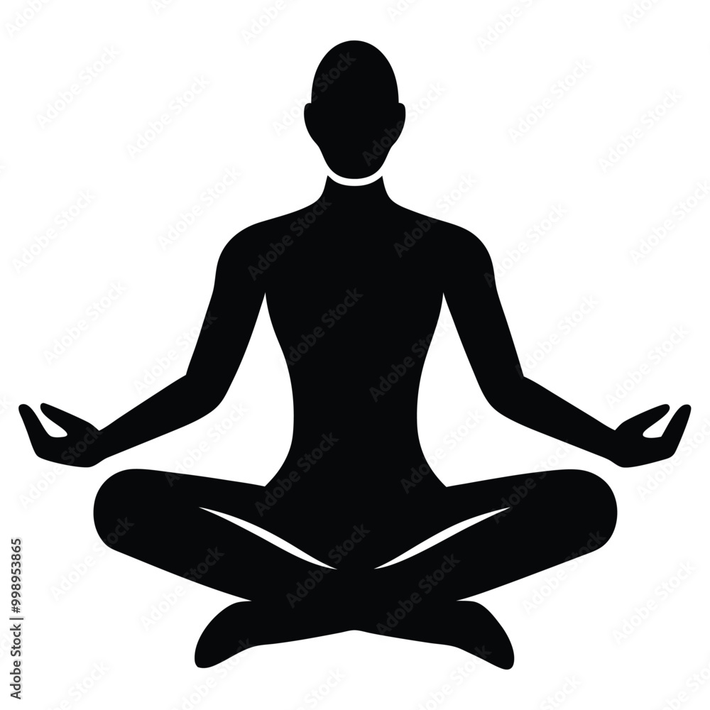 man stands in the lotus position doing vector-silhouette man stands in the lotus position doing vector-silhouette