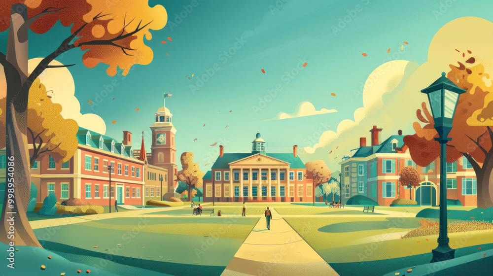 Obraz premium A visual of an educational institution's branding campaign, showcasing its campus, programs, and alumni achievements.