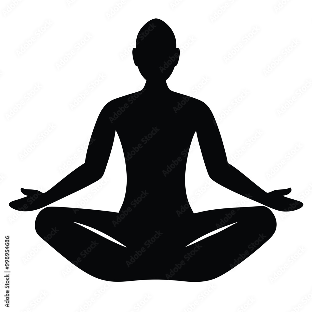 man stands in the lotus position doing vector-silhouette man stands in the lotus position doing vector-silhouette
