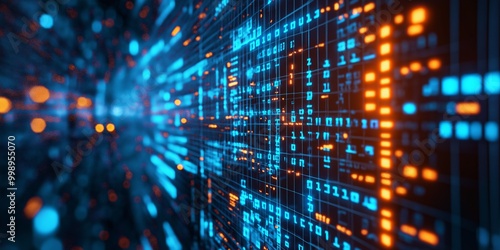 Wallpaper Mural A computer screen with a blue and orange background. The blue and orange colors are bright and bold, giving the image a futuristic and energetic vibe Torontodigital.ca