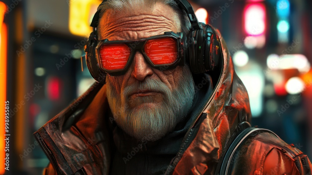 Cyberpunk Man in Red Glasses Cyberpunk Man in Red Glasses