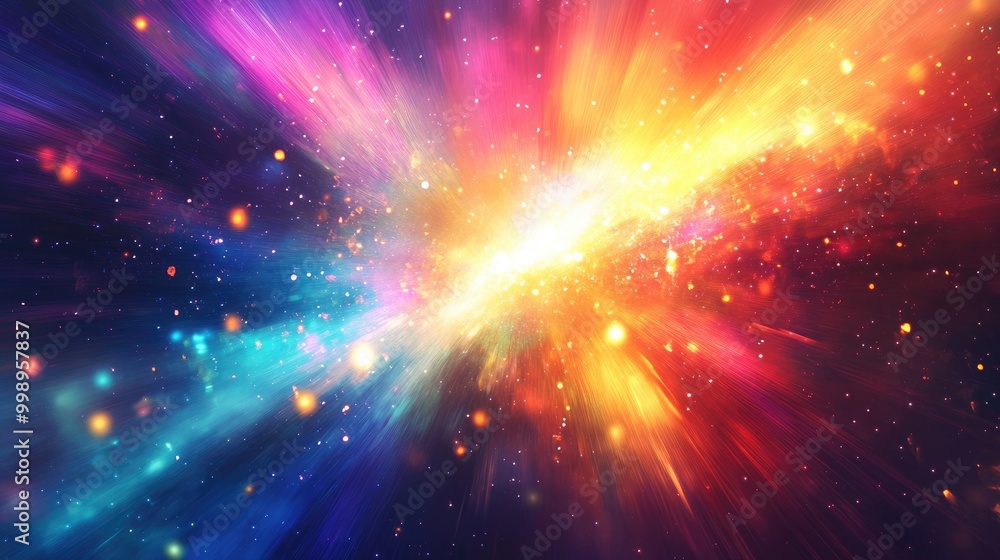 Abstract colorful explosion with bright light and bokeh. Abstract colorful explosion with bright light and bokeh.