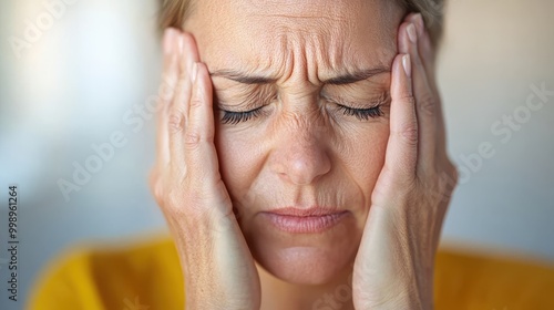 A close-up image of an individual covering their face with both hands, emphasizing emotions such as stress, anxiety, or contemplation in a candid, personal moment.