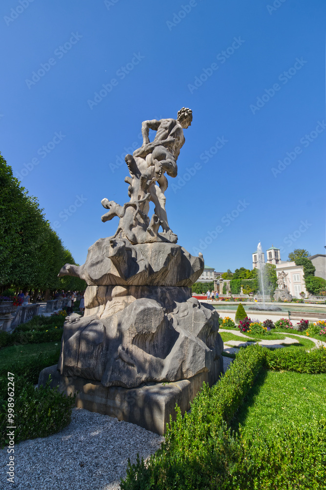 Fototapeta premium Another impressive status (of the six) around the baroque gardens, Salzburg, Austria