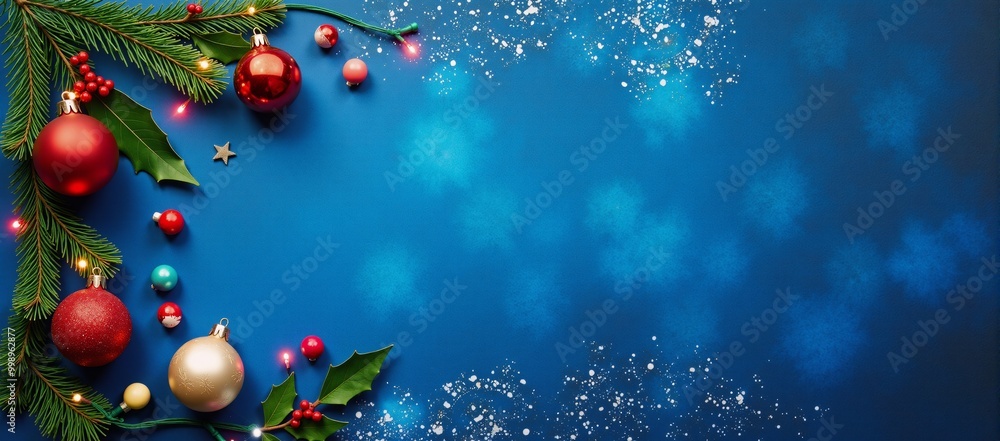 A digital art illustration featuring an abstract blue or holiday-themed winter scene with snowflakes and festive elements Blue Background Christmas Background A digital art illustration featuring an abstract blue or holiday-themed winter scene with snowflakes and festive elements Blue Background Christmas Background