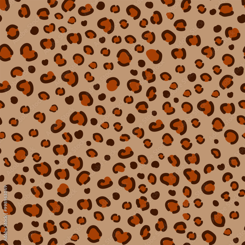 Leopard print seamless pattern with a beige background and natural orange-brown spots. Animal skin abstract background. Vector illustration for fabric, wallpaper, or everyday fashion. Leopard print seamless pattern with a beige background and natural orange-brown spots. Animal skin abstract background. Vector illustration for fabric, wallpaper, or everyday fashion.