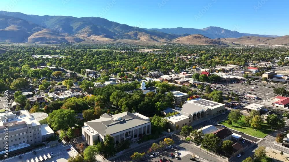 Carson City Nevada - Aerial View of State Capitol Building Downtown 395 Carson City Nevada - Aerial View of State Capitol Building Downtown 395