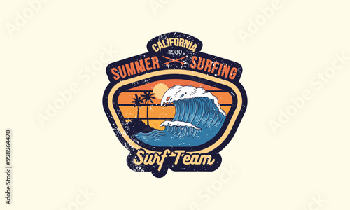 Vector summer beach vintage t-shirt design. Summer T-shirt Design for Men and Women. This design is about summer design or summer t-shirt design. Summer vocation summer trip summer t-shirt bundle.