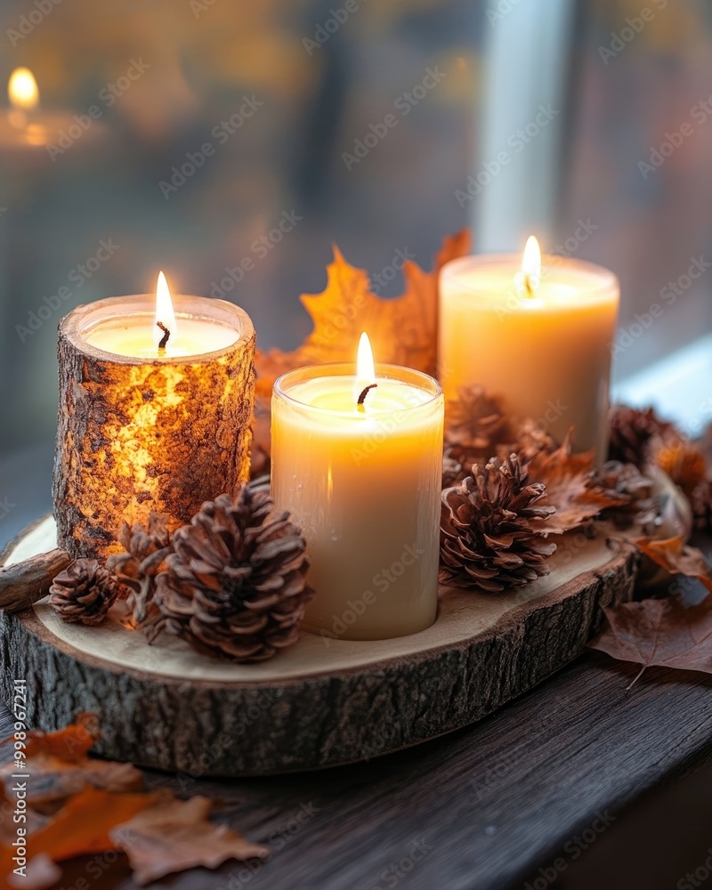 Autumn Decor with Candles and Natural Elements Autumn Decor with Candles and Natural Elements