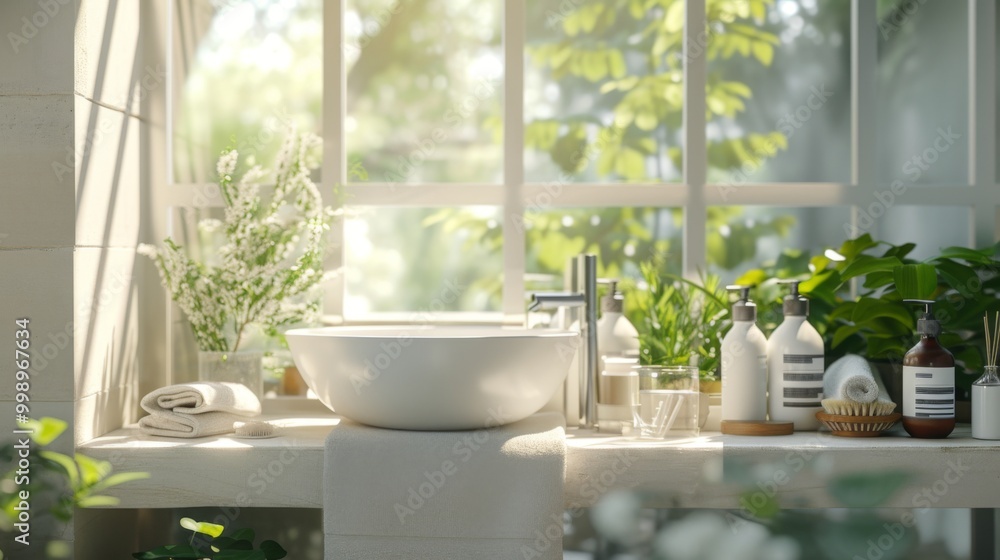 Modern Bathroom Design with Natural Light and Plants Modern Bathroom Design with Natural Light and Plants