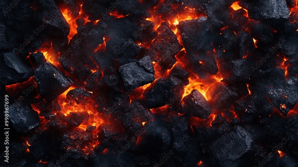 Burning Coal Close Up Burning Coal Close Up