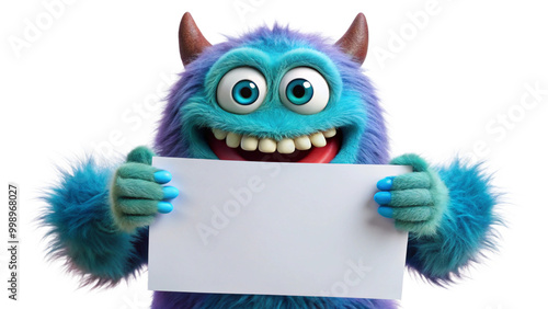 monster with white paper in hand

