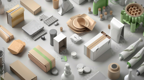 A visual of innovative circular economy packaging designs, highlighting materials that minimize environmental impact.