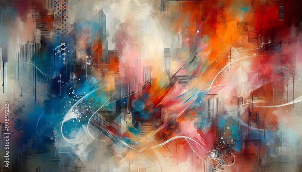 Abstract multicolor painting wtih grunge texture on canvas. Artwork mix brush stroke, splash color and oil, acrylic paint element. Modern contemporary art for wallpaper background Abstract multicolor painting wtih grunge texture on canvas. Artwork mix brush stroke, splash color and oil, acrylic paint element. Modern contemporary art for wallpaper background
