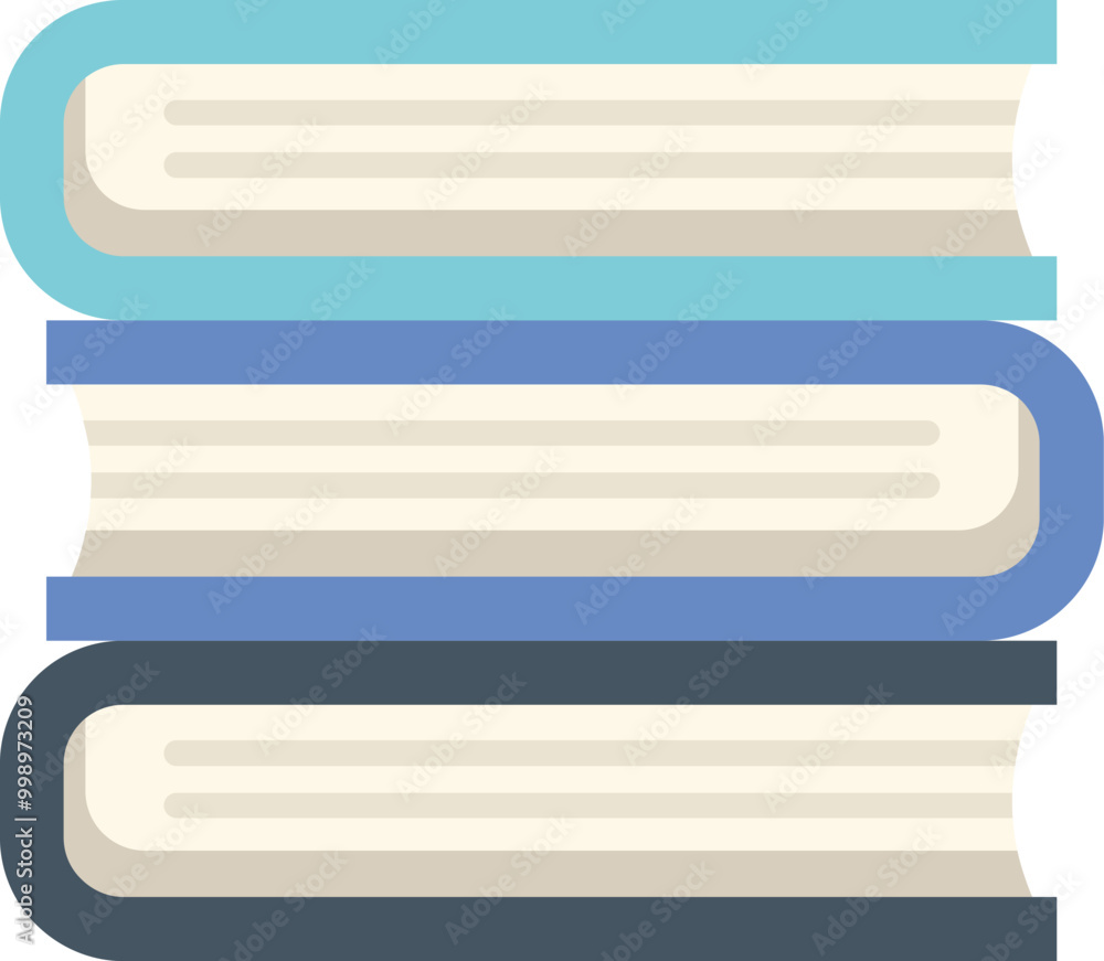 Stack of three books is standing on a white background, representing the concept of education and learning Stack of three books is standing on a white background, representing the concept of education and learning