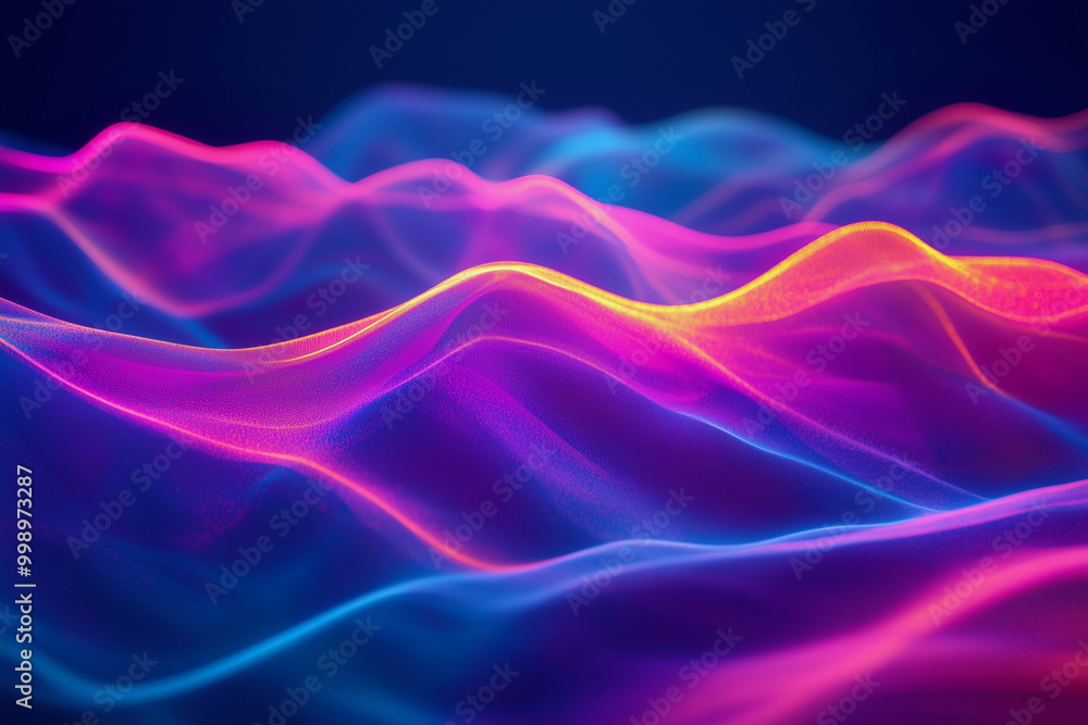 Obraz premium colorful, abstract image of a wave with purple, blue, and red colors. The image has a futuristic, otherworldly feel to it