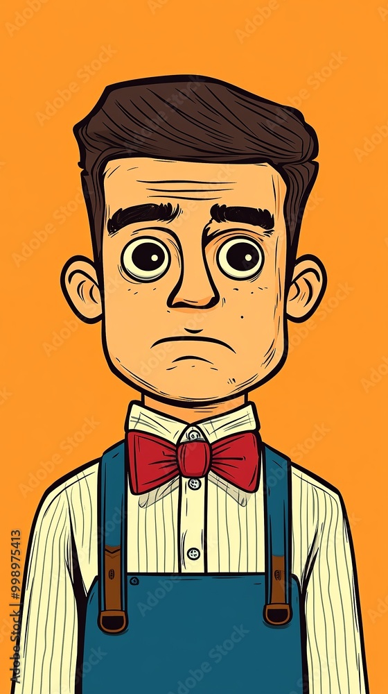 The gentleman stands with a neutral expression showcasing his bow tie and vintage style The gentleman stands with a neutral expression showcasing his bow tie and vintage style